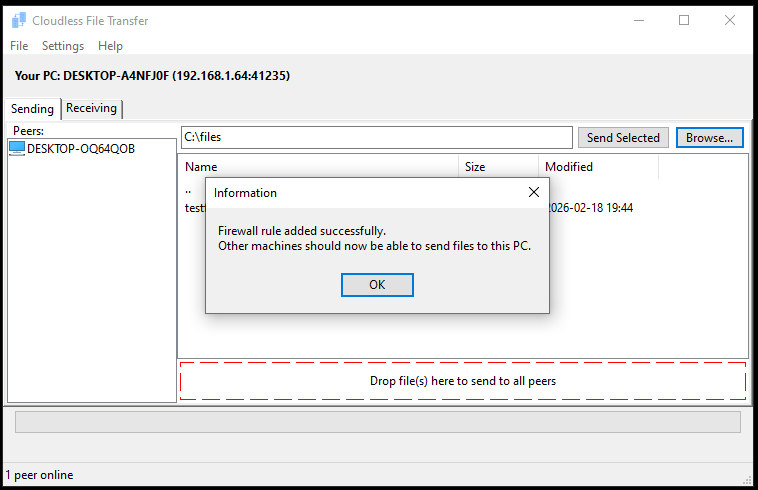 Firewall rule added