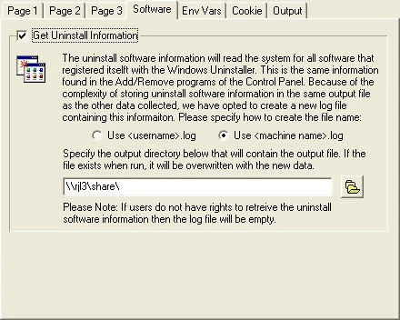 Log Info software inventory screen showing Windows uninstall software detection