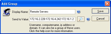 Net Send Lite group configuration with IP addresses