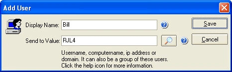 Net Send Lite individual user configuration with display name