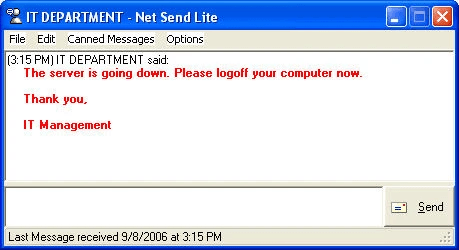 Net Send Lite custom message dialog with enhanced display